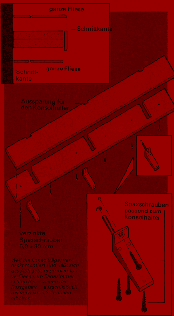 Konsole aus Fliesen im Bad