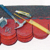 Dach decken, mit Bitumenpappe das Dach decken